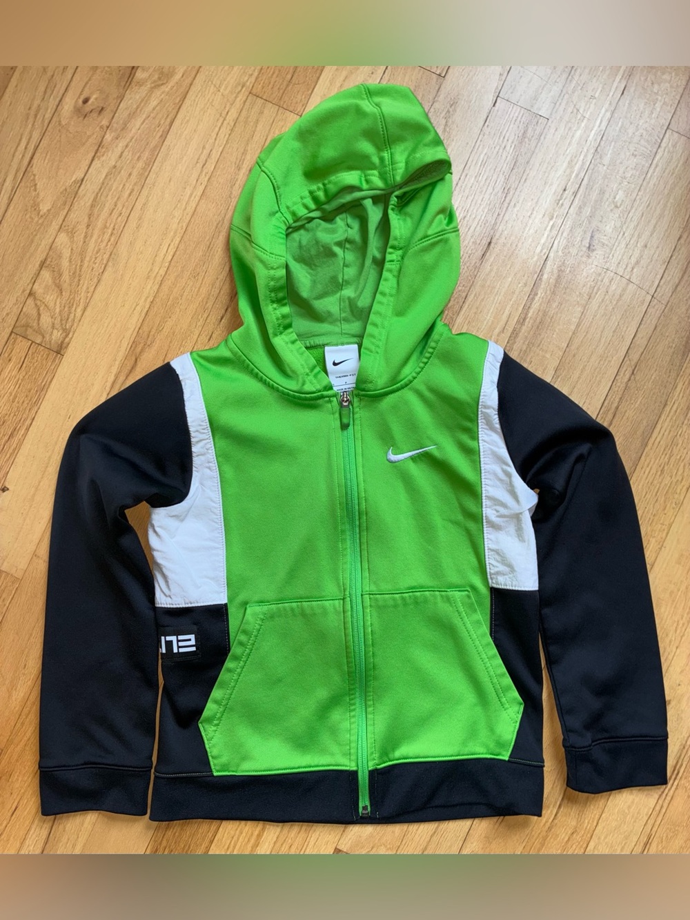 Nike Kids Green, Black & White Hooded Zip Jacket